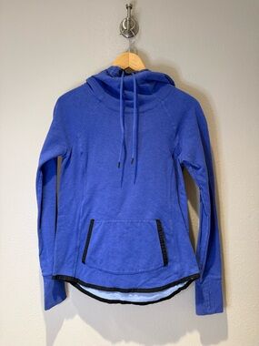 Athleta Cozy Royal Blue Cowl Neck Pullover Hoodie with Thumbholes Size XS